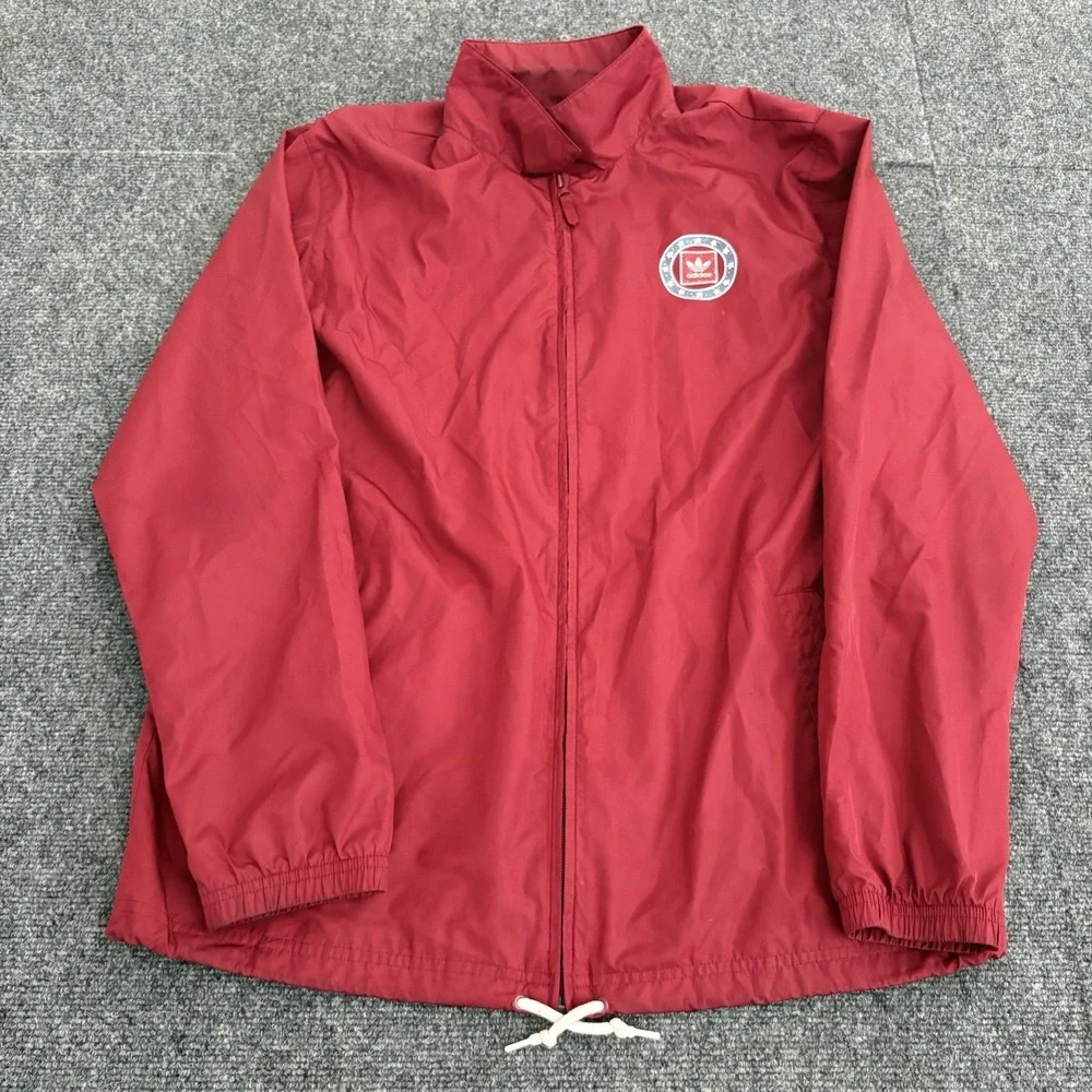Adidas Skateboarding Mens‎ Red Windbreaker Jacket Zipper Hoodie Sz M Turkey Crew